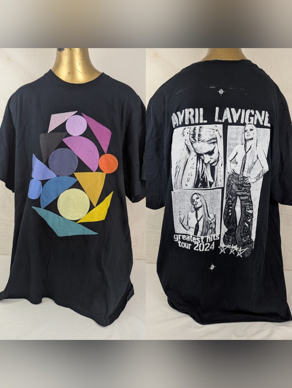 Avril Lavigne 2024 Tour Black Concert Tee  Abstract Graphics Front XL